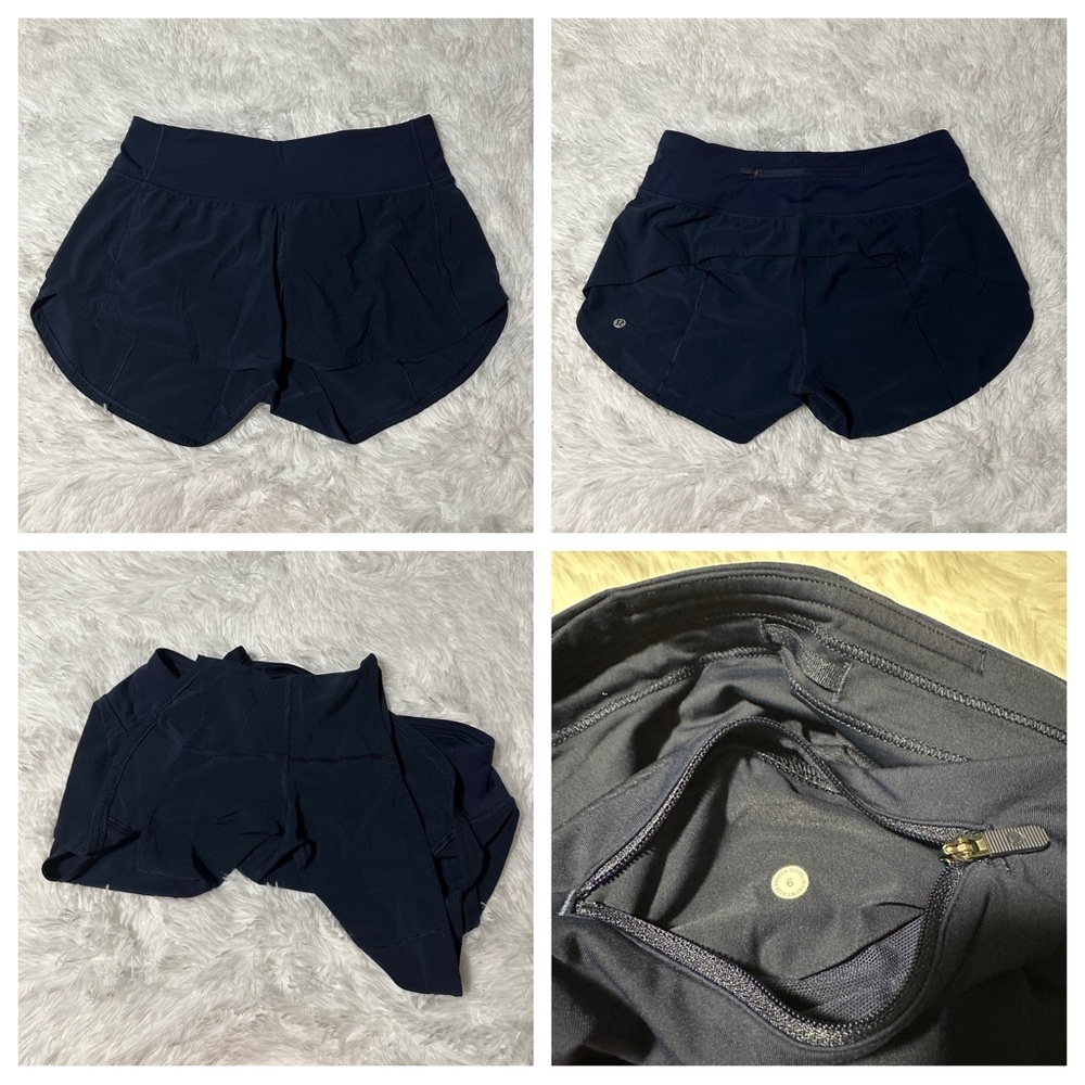 Lululemon Speed Up Shorts Mid-Rise 4” Size 6 Navy EUC